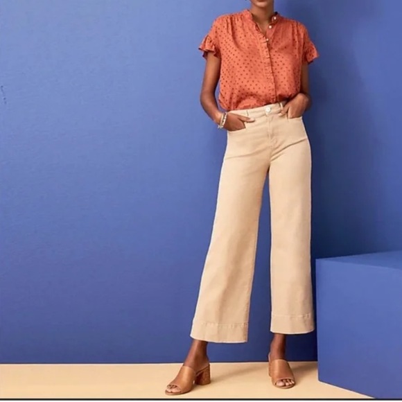 LOFT Jeans Nwt Loft Loft High Rise Wide Leg Crop Beige Jeans In
